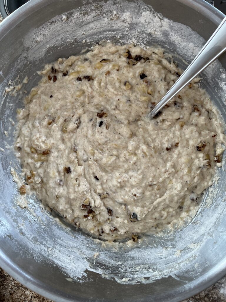 Muffin batter mixed in a bowl